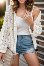Load image into Gallery viewer, Openwork Open Front Dropped Shoulder Cardigan