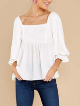 Load image into Gallery viewer, Smocked Square Neck Flounce Sleeve Blouse