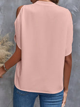 Load image into Gallery viewer, Notched Cold Shoulder Half Sleeve Blouse