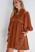 Load image into Gallery viewer, Corduroy Quarter Snap Three-Quarter Sleeve Dress