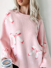 Load image into Gallery viewer, Bow Round Neck Long Sleeve Sweater