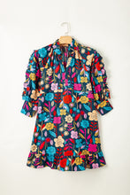 Load image into Gallery viewer, Printed Notched Lantern Sleeve Mini Dress