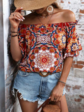 Load image into Gallery viewer, Printed Off-Shoulder Half Sleeve Blouse