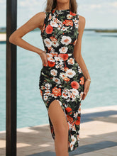 Load image into Gallery viewer, Slit Printed Sleeveless Midi Dress