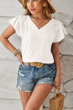 Load image into Gallery viewer, Ruched V-Neck Flounce Sleeve Blouse