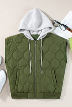 Load image into Gallery viewer, Drawstring Zip Up Hooded Vest Coat