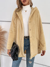 Load image into Gallery viewer, Fuzzy Button Up Hooded Jacket