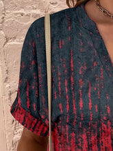 Load image into Gallery viewer, Full Size Printed Notched Short Sleeve Blouse