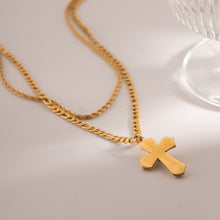 Load image into Gallery viewer, 18K Gold-Plated Double Layered Cross Necklace