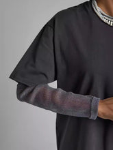 Load image into Gallery viewer, Faux Layered Round Neck Mesh Sleeve Top