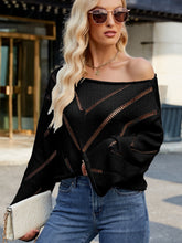 Load image into Gallery viewer, Openwork Boat Neck Long Sleeve Sweater