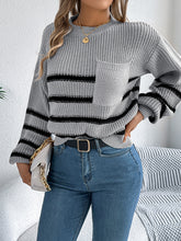 Load image into Gallery viewer, Striped Round Neck Long Sleeve Sweater