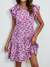 Load image into Gallery viewer, Tied Floral Cap Sleeve Mini Dress