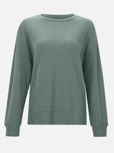 Load image into Gallery viewer, Side Slit Round Neck Long Sleeve T-Shirt