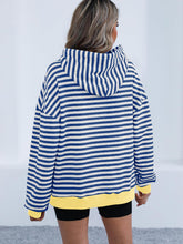 Load image into Gallery viewer, Drawstring Striped Long Sleeve Hoodie