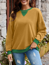 Load image into Gallery viewer, Contrast Round Neck Long Sleeve Sweatshirt