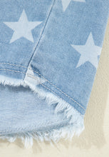 Load image into Gallery viewer, Raw Hem Star Collared Neck Denim Top