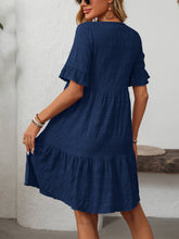 Load image into Gallery viewer, Mandy Ruffled Ruched Round Neck Half Sleeve Dress