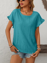 Load image into Gallery viewer, Mandy Eyelet Round Neck Short Sleeve Top