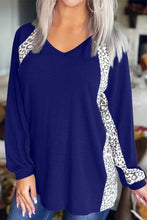 Load image into Gallery viewer, Full Size Leopard V-Neck Long Sleeve T-Shirt