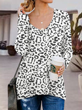 Load image into Gallery viewer, Full Size Side Zip Printed V-Neck Long Sleeve T-Shirt