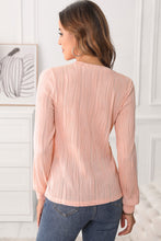 Load image into Gallery viewer, Textured Round Neck Long Sleeve Blouse