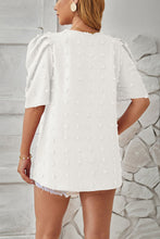 Load image into Gallery viewer, Swiss Dot Round Neck Short Sleeve Blouse