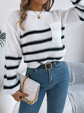 Load image into Gallery viewer, Striped Round Neck Long Sleeve Sweater