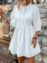 Load image into Gallery viewer, Lace Detail Half Button Three-Quarter Sleeve Dress