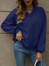 Load image into Gallery viewer, V-Neck Long Sleeve Dropped Shoulder Sweatshirt