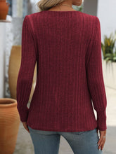 Load image into Gallery viewer, Decorative Button Striped Square Neck Long Sleeve T-Shirt