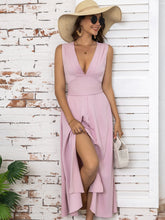 Load image into Gallery viewer, Full Size Slit V-Neck Sleeveless Midi Dress