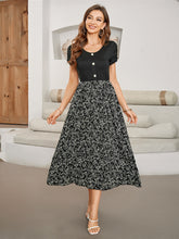 Load image into Gallery viewer, Printed Round Neck Short Sleeve Midi Dress