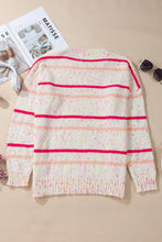 Load image into Gallery viewer, Plus Size Confetti Striped Round Neck Sweater