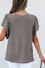 Load image into Gallery viewer, Textured Round Neck Flounce Sleeve Blouse