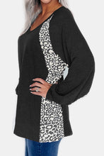 Load image into Gallery viewer, Full Size Leopard V-Neck Long Sleeve T-Shirt