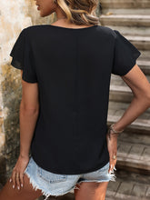 Load image into Gallery viewer, Decorative Button Round Neck Short Sleeve Blouse