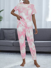 Load image into Gallery viewer, Tie-Dye Round Neck Short Sleeve Top and Pants