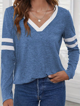 Load image into Gallery viewer, Heathered V-Neck Long Sleeve T-Shirt
