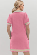 Load image into Gallery viewer, Oh Frill Contrast Trim Johnny Collar Short Sleeve Mini Dress
