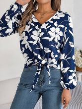 Load image into Gallery viewer, Printed V-Neck Long Sleeve Blouse