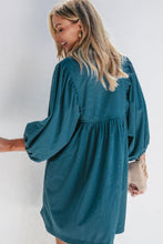Load image into Gallery viewer, Corduroy Quarter Snap Three-Quarter Sleeve Dress
