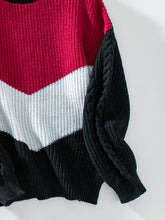 Load image into Gallery viewer, Contrast Round Neck Long Sleeve Sweater