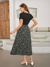 Load image into Gallery viewer, Printed Round Neck Short Sleeve Midi Dress