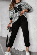 Load image into Gallery viewer, Letter M Leopard Round Neck Top and Pants Set