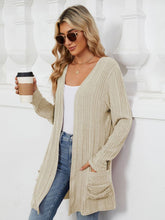 Load image into Gallery viewer, Pocketed Open Front Long Sleeve Cardigan