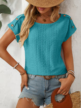 Load image into Gallery viewer, Mandy Eyelet Round Neck Short Sleeve Top