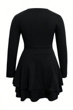 Load image into Gallery viewer, Plus Size Layered V-Neck Long Sleeve Mini Dress