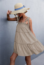 Load image into Gallery viewer, Frill Tiered Tie Shoulder Mini Cami Dress