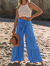 Load image into Gallery viewer, Tied Ruched Wide Leg Pants